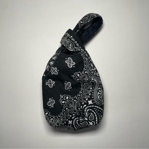 Yaito black paisley handle knot bag